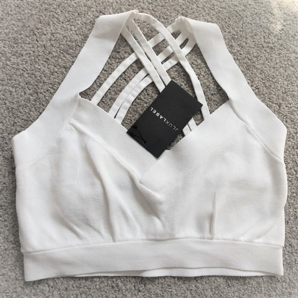 NWT JLUXLABEL White Strappy Crop Top L